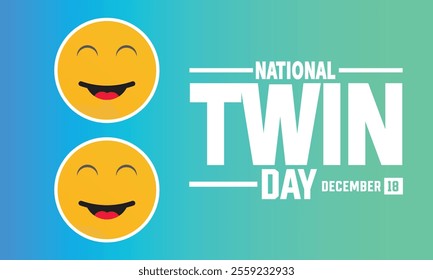 National Twins Day is observed every year in December. Holiday concept, suitable for placard, background, Greeting Card, Poster design template with text inscription, standard Social Media Post.