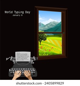National Typewriter Day. June 23.Vector Illustration Suitable for greeting card, and poster. 