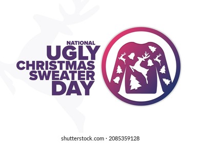 National Ugly Christmas Sweater Day. Holiday concept. Template for background, banner, card, poster with text inscription. Vector EPS10 illustration