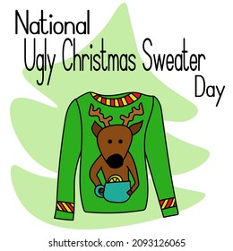 National Ugly Christmas Sweater Day, Idea for poster, banner, flyer or postcard vector illustration