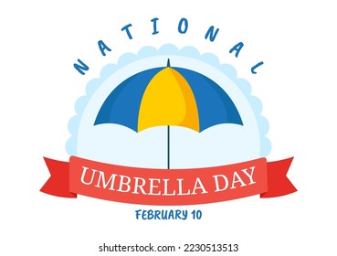 National Umbrella Day Celebration on February 10th to Protect us from Rain and Sun in Flat Cartoon Hand Drawn Template Illustration