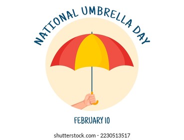 National Umbrella Day Celebration on February 10th to Protect us from Rain and Sun in Flat Cartoon Hand Drawn Template Illustration