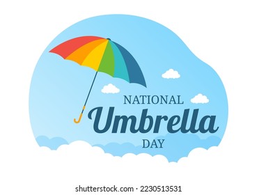 National Umbrella Day Celebration on February 10th to Protect us from Rain and Sun in Flat Cartoon Hand Drawn Template Illustration