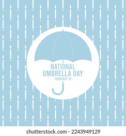 National Umbrella day. February 10. White and blue. Abstract background. Rain. Poster, banner, card, background. Eps 10.