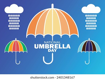 National Umbrella Day. Holiday concept. Template for background, banner, card, poster with text inscription. Vector illustration