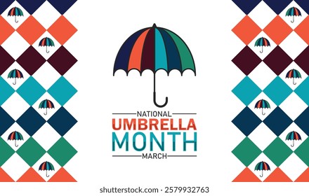 National Umbrella Month. March. Vector illustration. Design for banner, poster or print.