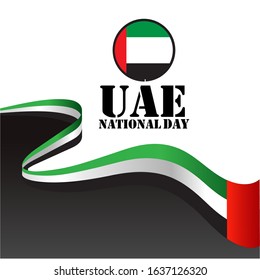 National United Arab Emirates flag. Wavy flag of United Arab Emirates Vector illustration