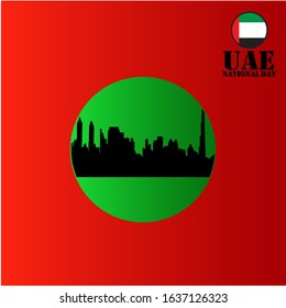 National United Arab Emirates flag. Wavy flag of United Arab Emirates Vector illustration