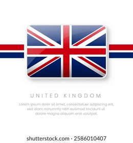 National United Kingdom Flag.Vector United Kingdom Button Flag. Realistic National Flag Design and Vector Template