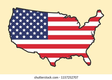 National United State of America (USA) flag. Vector illustration.