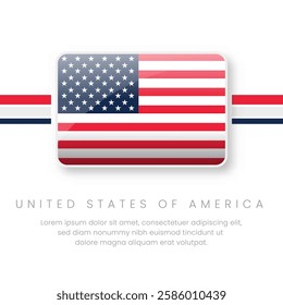 National United States of America Flag.Vector United States of America Button Flag. Realistic National Flag Design and Vector Template