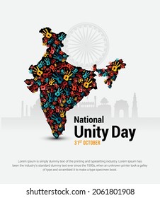 National Unity Day India Vector  Handprint Illustration