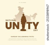 National Unity Day Post and Greeting Card. Statue of Unity of Sardar Vallabhbhai Patel Jayanti Vector Illustration