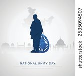 National Unity Day Post and Greeting Card. Statue of Unity of Sardar Vallabhbhai Patel Jayanti Vector Illustration.