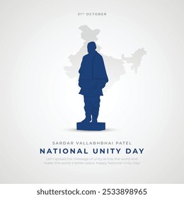 National Unity Day Post and Greeting Card. Statue of Unity of Sardar Vallabhbhai Patel Jayanti Vector Illustration