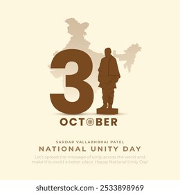 National Unity Day Post and Greeting Card. Statue of Unity of Sardar Vallabhbhai Patel Jayanti Vector Illustration