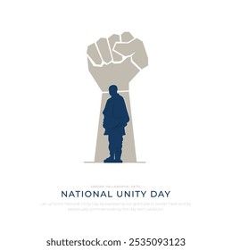 National Unity Day Post and Greeting Card. Statue of Unity of Sardar Vallabhbhai Patel Jayanti Vector Illustration.