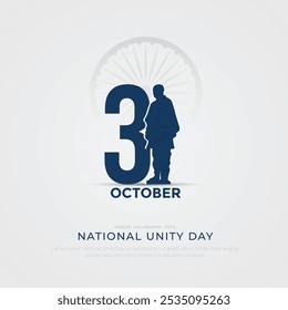 National Unity Day Post and Greeting Card. Statue of Unity of Sardar Vallabhbhai Patel Jayanti Vector Illustration.