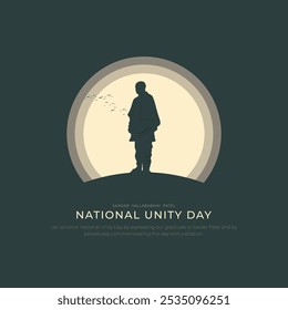 National Unity Day Post and Greeting Card. Statue of Unity of Sardar Vallabhbhai Patel Jayanti Vector Illustration.