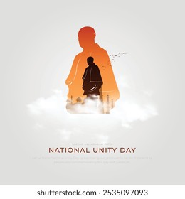 Tarjeta de felicitación y correo del Día de la Unidad Nacional. Estatua de la Unidad de Sardar Vallabhbhai Patel Jayanti Ilustración vectorial.