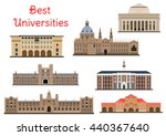 National universities for education and architecture design usage. Flat buildings of Oxford, Harvard and Cambridge, Princeton, Yale and Stanford Universities and California Institute of Technology
