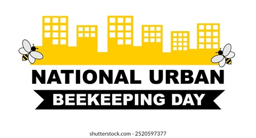 national urban beekeeping day. 19th july backrgound vector illustration with elemen of bee and skyline and editable text