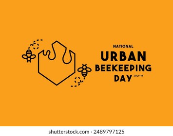 National Urban Beekeeping Day. July 19. Orange background. Eps 10.