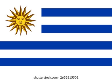 National Uruguay flag. High detailed flag of Uruguay. South America. 3D illustration.