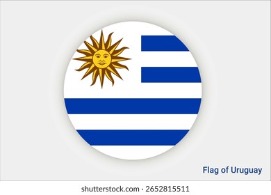 National Uruguay flag. High detailed flag of Uruguay. South America. 3D illustration.