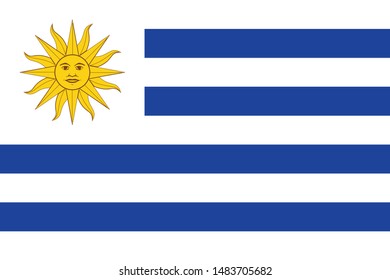 National Uruguay flag, official colors and proportion correctly. National Uruguay flag. Vector illustration. EPS10. Uruguay flag vector icon, simple, flat design for web or mobile app.