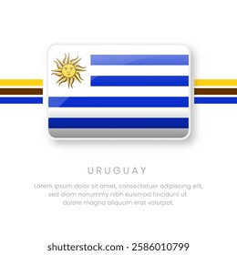 National Uruguay Flag.Vector Uruguay Button Flag. Realistic National Flag Design and Vector Template