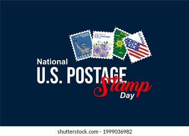 National U.S. Postage Stamp Day. Holiday concept. Template for background, banner, card, poster, t-shirt with text inscription, vector eps 10