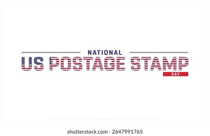 Projeto do dia do selo postal nacional dos EUA em fundo branco, Projeto tipográfico do dia do selo postal nacional dos EUA, Projeto vetorial do dia do selo postal nacional dos EUA, Dia do selo postal nacional dos EUA