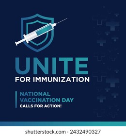 National Vaccination Day, 16th March, Medical and Health Awareness Social Media Post Vector Design Template