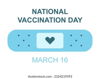 National Vaccination Day celebration on March 16 vector Illustration with band aid.
