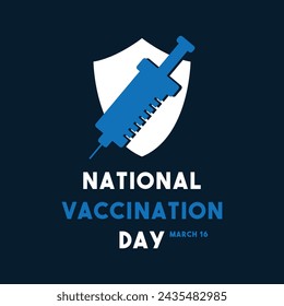 National Vaccination Day design vector. March 16. Flat design vector. Poster, banner, card, background. Eps 10.