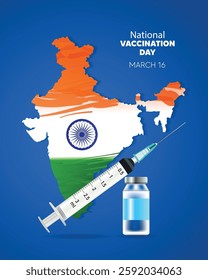 National Vaccination Day March 16 vector poster