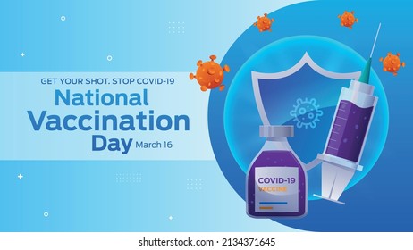 National Vaccination Day on March 16 business brochure flyer banner design horizontal template vector, cover presentation abstract, modern publication poster and flag-banner.
