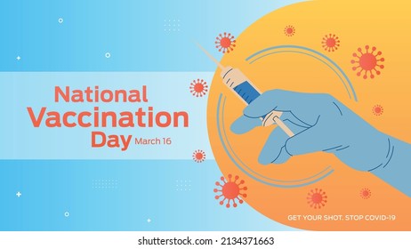 National Vaccination Day on March 16 business brochure flyer banner design horizontal template vector, cover presentation abstract, modern publication poster and flag-banner.