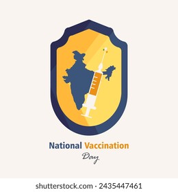 National Vaccination Day on March 16 vector, illustration with Vaccine Syringe for Strong immunity in Flat design.