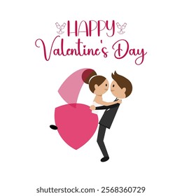 National Valentine's Day design featuring 'Happy Valentine's Day' typography and romantic elements. Celebrate love on 14 February with hearts, roses, and elegant designs for flyers, and posters