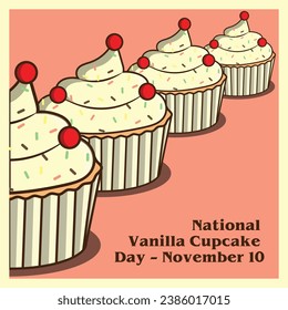 National Vanila Cupcake day November 10, Vector design 