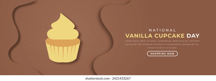 National Vanilla Cupcake Day Paper cut style Vector Design Illustration for Background, Poster, Banner, Advertising, Greeting Card