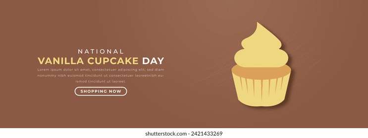 National Vanilla Cupcake Day Paper cut style Vector Design Illustration for Background, Poster, Banner, Advertising, Greeting Card