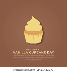 National Vanilla Cupcake Day Paper cut style Vector Design Illustration for Background, Poster, Banner, Advertising, Greeting Card