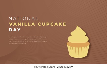 National Vanilla Cupcake Day Paper cut style Vector Design Illustration for Background, Poster, Banner, Advertising, Greeting Card