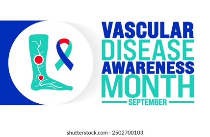 El Mes Nacional de Concienciación sobre las Enfermedades Vasculares se celebra cada año en septiembre. Concepto de Festiva. Plantilla para el fondo, Anuncio, tarjeta, cartel, cartel, Plantilla de diseño con Formas únicas.
