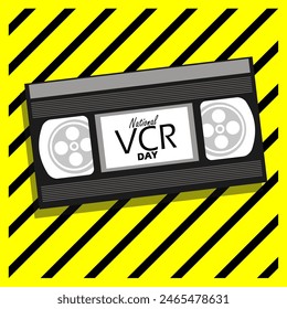 National VCR Day event banner. A classic video tape on yellow background to celebrate on June 7th