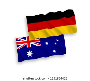 National vector fabric wave flags of Australia and Germany isolated on white background.