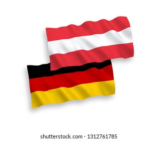 National Vector Fabric Wave Flags of Germany and Austria Isolated on White Background. 1 to 2 proportion.